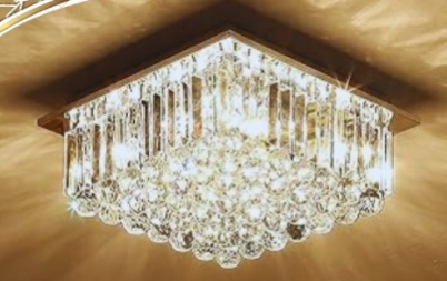 ثرية كريستال "طب" ثلاث ألوان | كاملة مع لمبات وريموت | تصميم مودرن فاخر